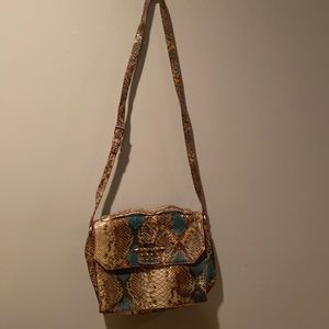 Rachel Roy Python Crossbody Bag with Gold Tone Hardware.